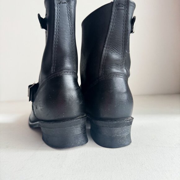 Frye Engineer Boots Black Leather Short 2 Buckle 9M - Picture 3 of 8